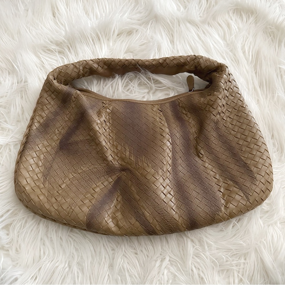 Bottega Veneta Intrecciato Large Shadow Hobo Bag Camel